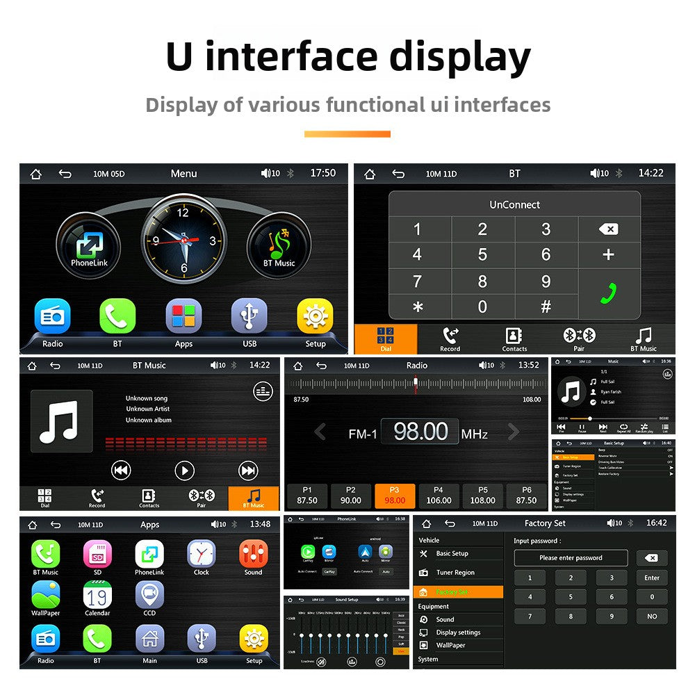 7-inch CarPlay Portable Bluetooth Car Multimedia Player